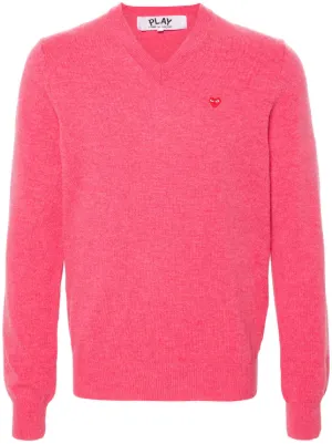 COMME des GARÇONS メッシュVネックセーター Comme Des Garçons Play Vネック セーター | ピンク | FARFETCH JP