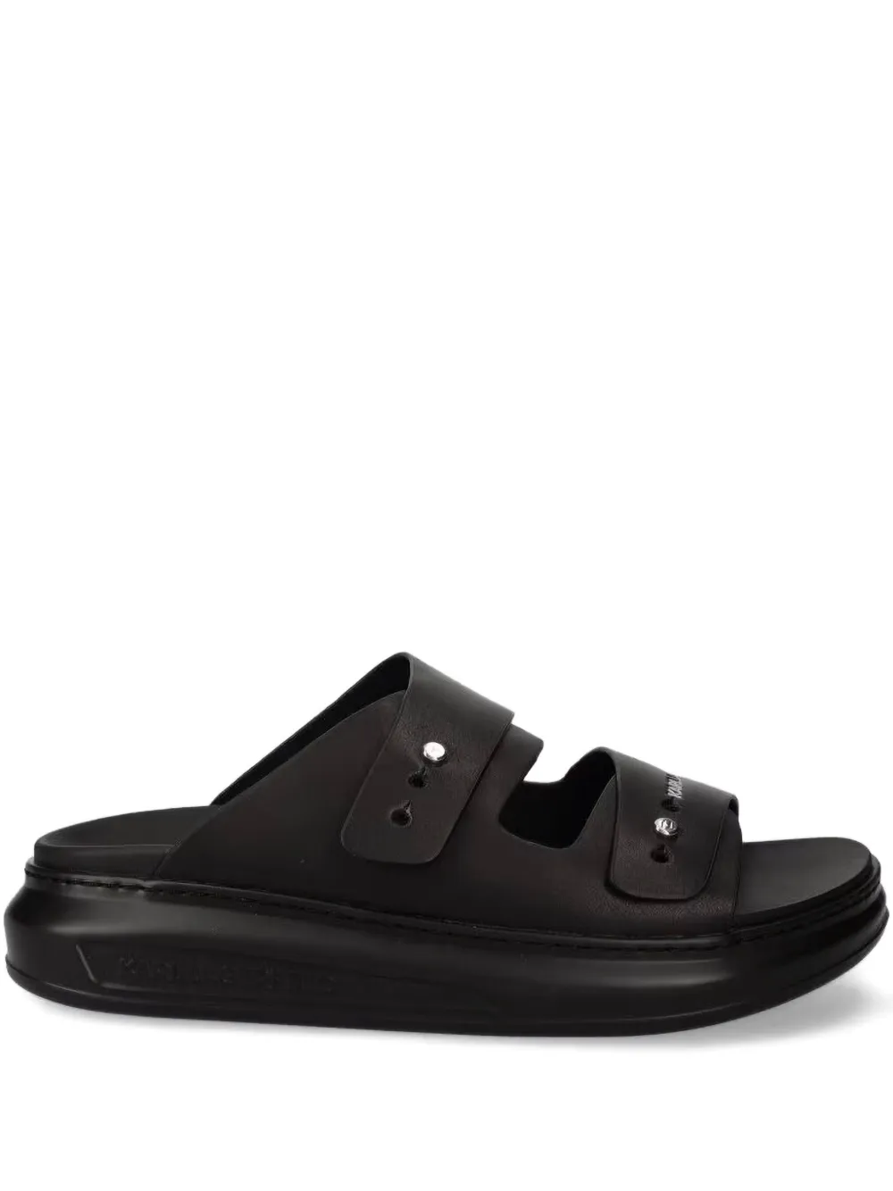 Karl Lagerfeld leather slides Black