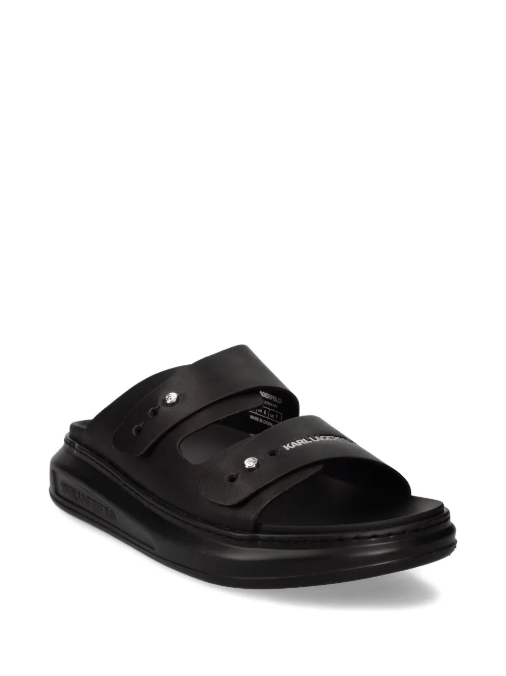 Karl Lagerfeld leather slides Black