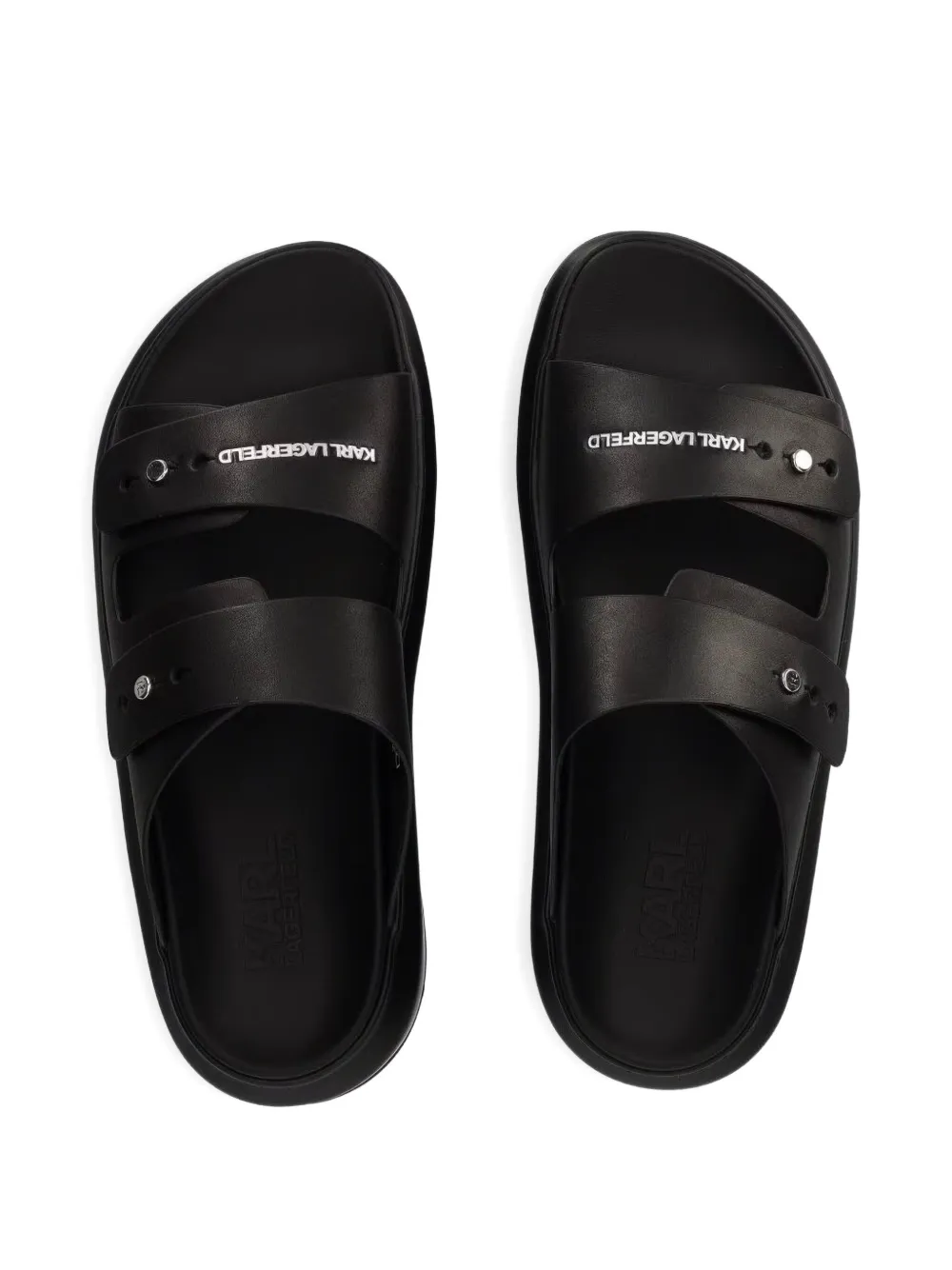 Karl Lagerfeld leather slides Black