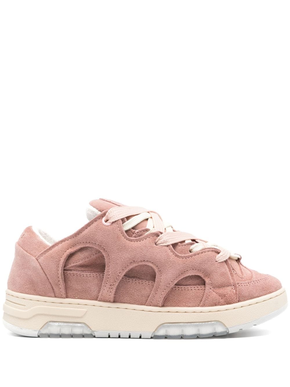 SANTHA panelled padded leather sneakers - Rosa