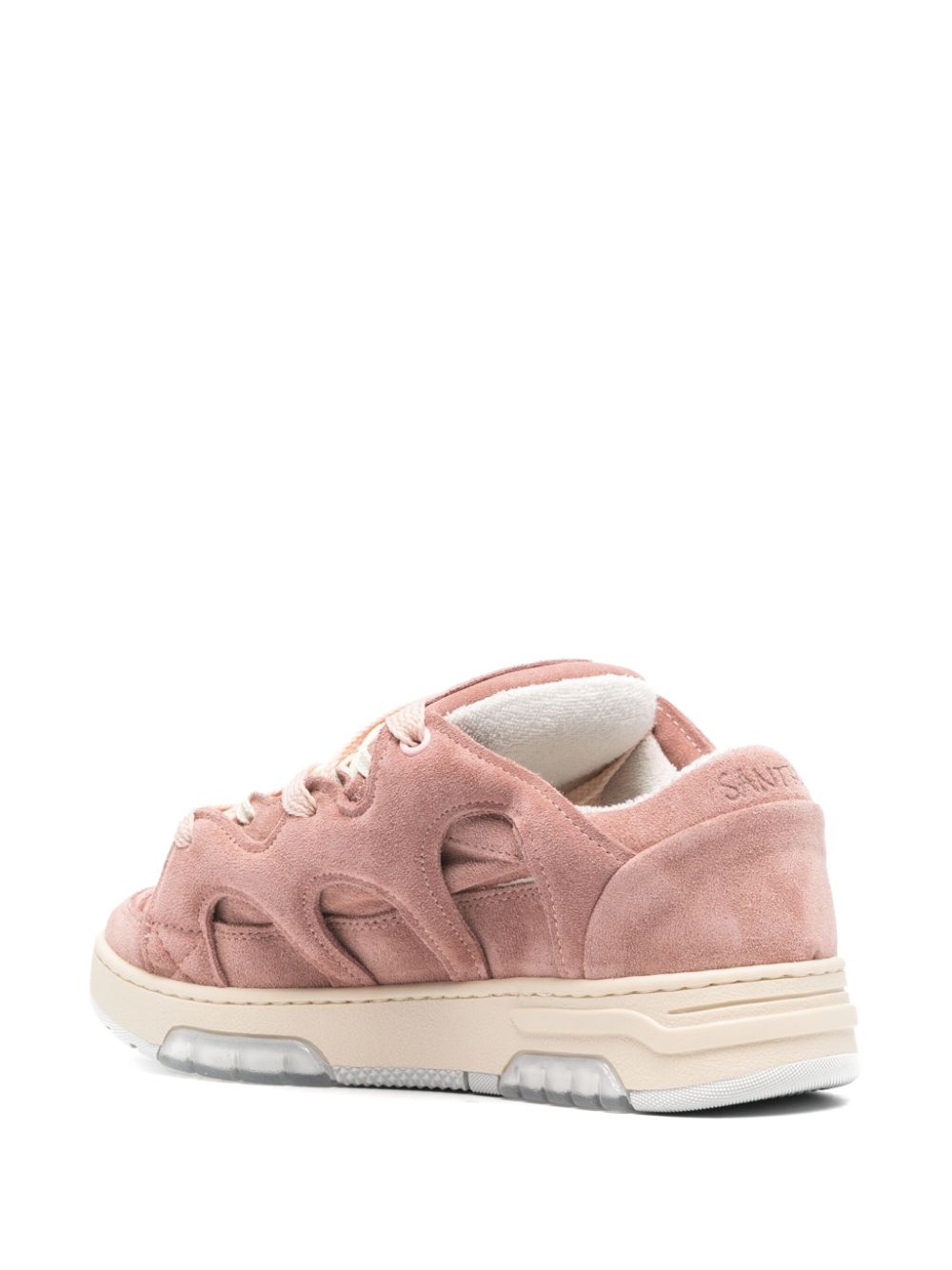 SANTHA Gewatteerde leren sneakers met vlakken Roze