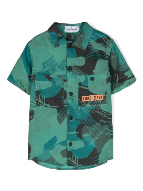 Stone Island Junior abstract-print linen shirt