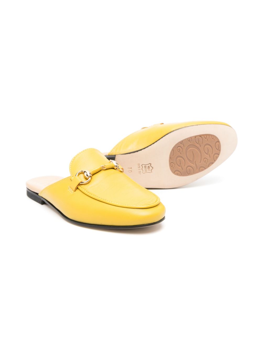 Shop Gallucci Buckle-detail Leather Slippers In Yellow