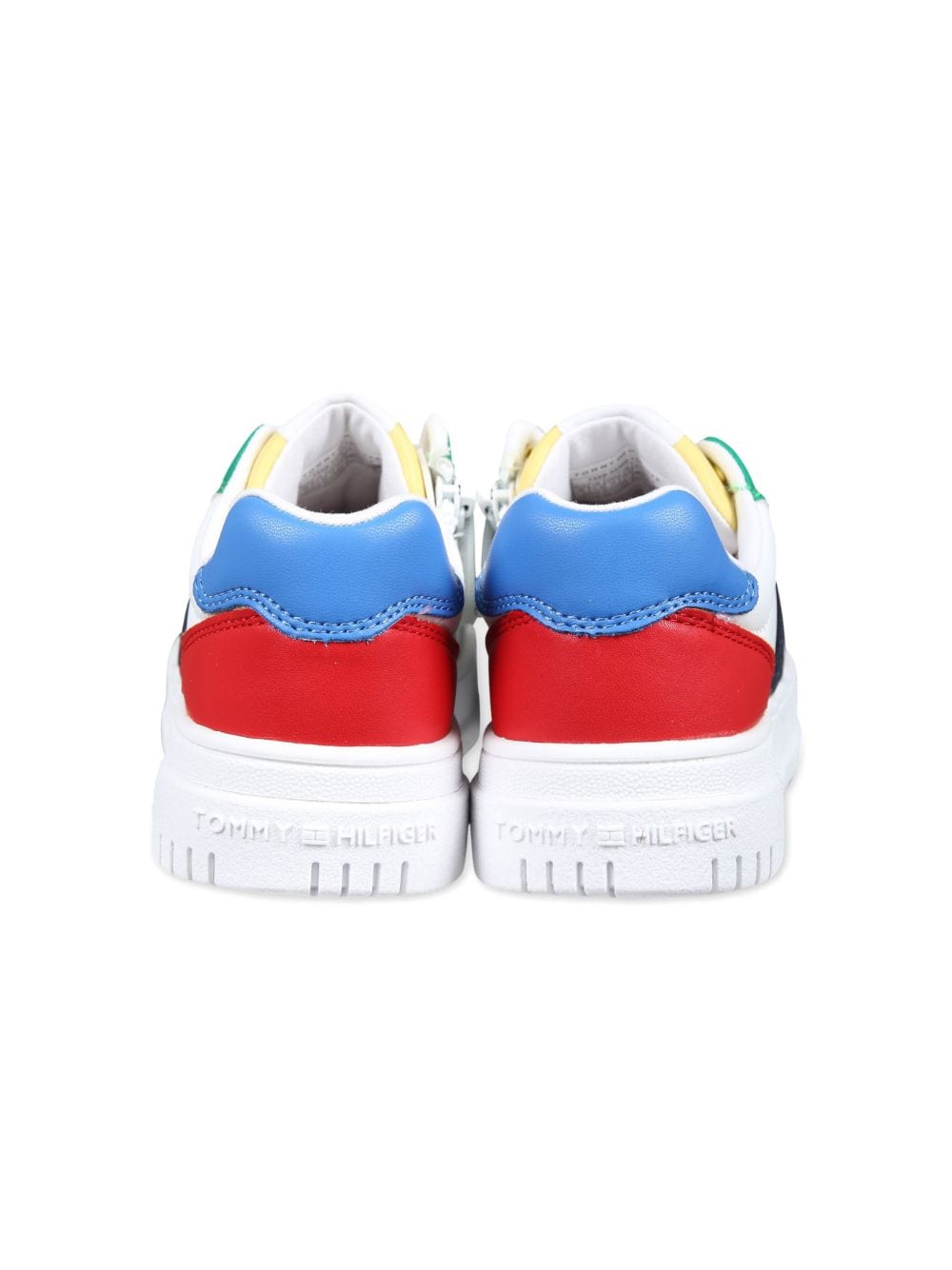Shop Tommy Hilfiger Junior Panelled Faux-leather Sneakers In White