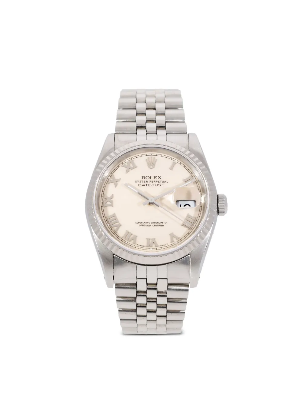 Pre-owned Rolex 1990  Datejust 36mm In White