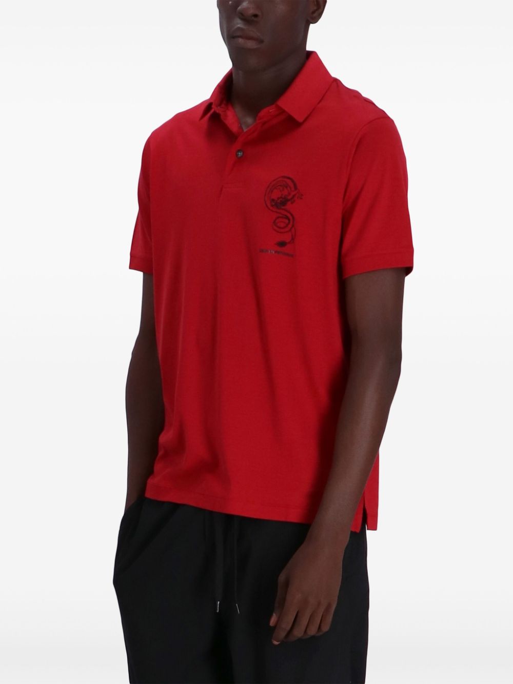 Emporio Armani dragon-embroidered polo shirt Men