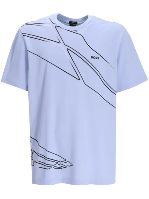 BOSS reflective-detail logo-print T-shirt