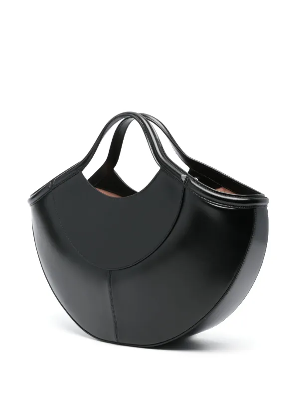 トートバッグ ALEXANDER MCQUEEN BLACK LEATHER THE COVE SHOPPING BAG Alexander McQueen Cove Leather Tote Bag | Black | FARFETCH