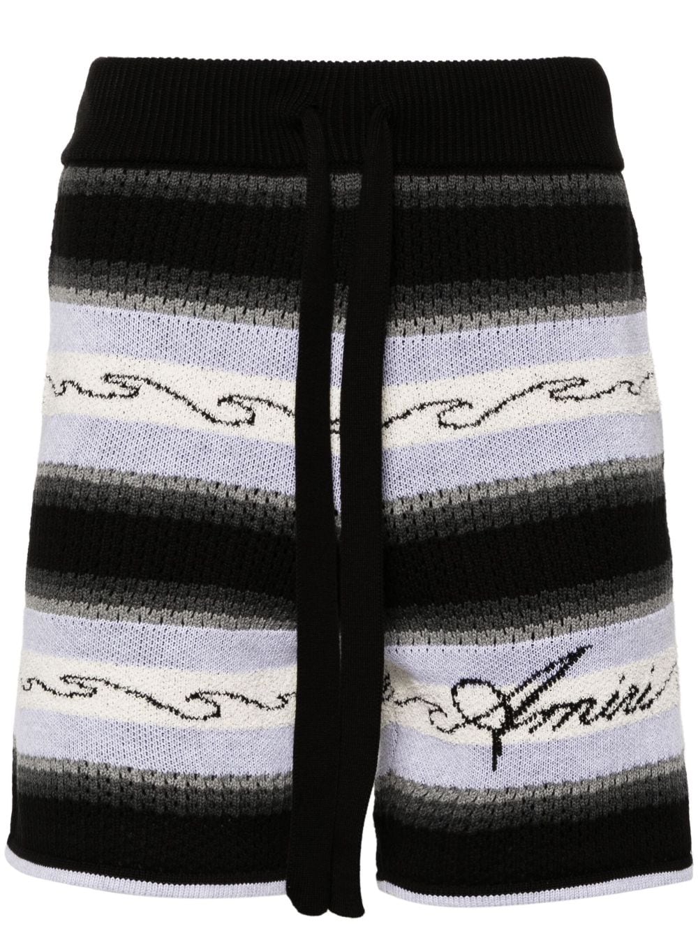 Amiri Wave Baja Knitted Shorts In Black