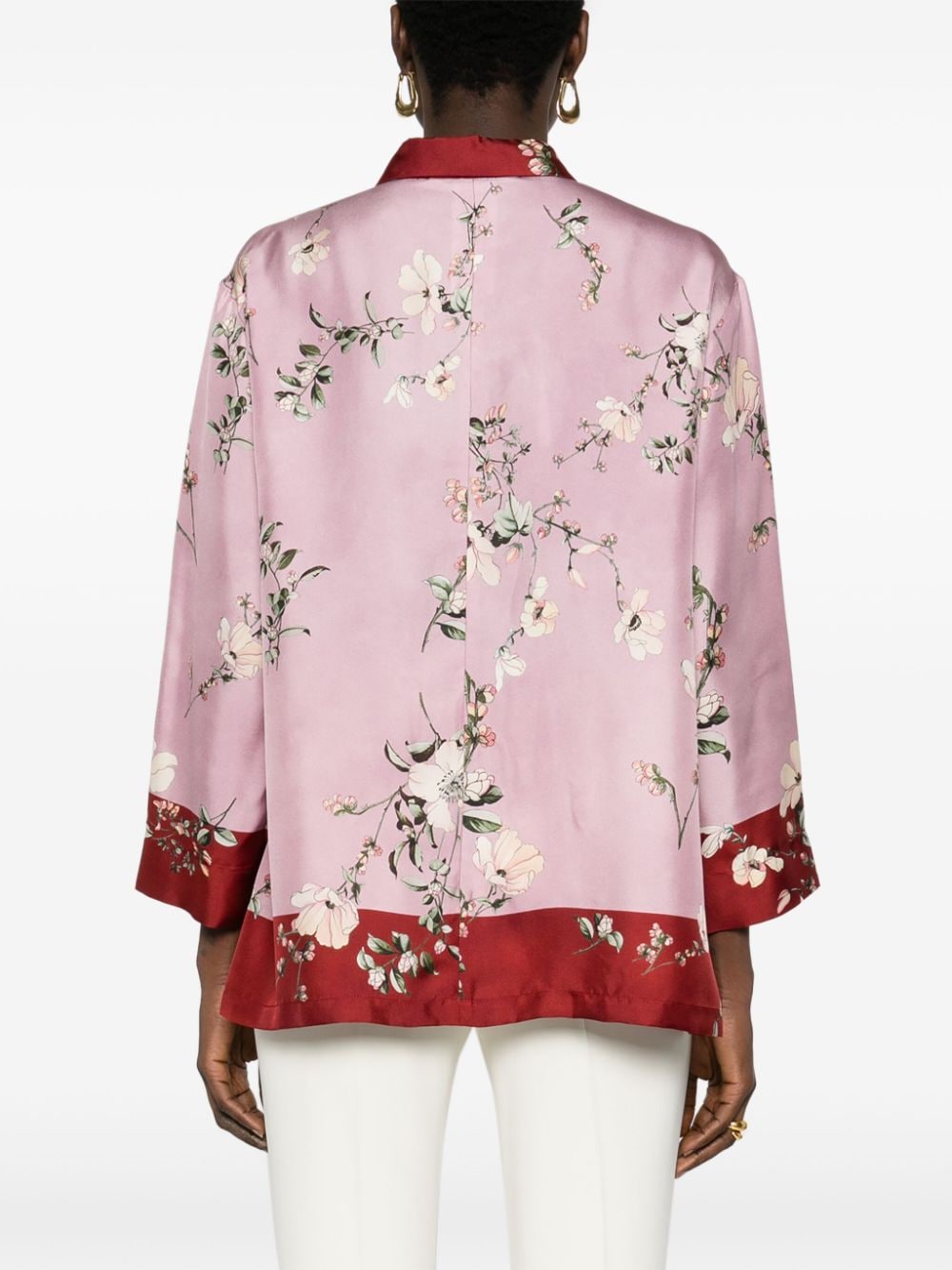 'S Max Mara Zijden overhemd met bloemenprint Roze