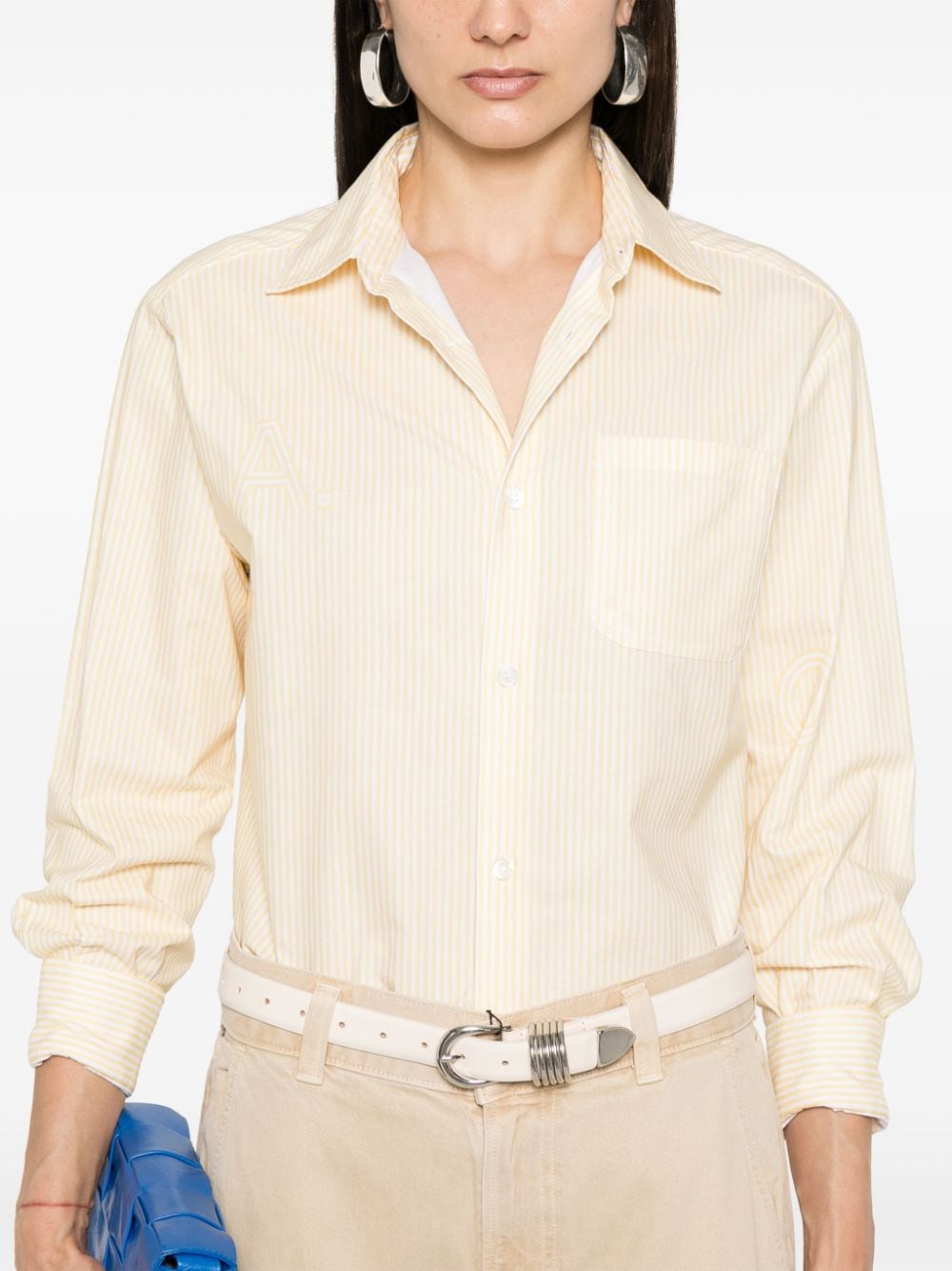 Shop Apc Striped Cotton Shirt In Yellow