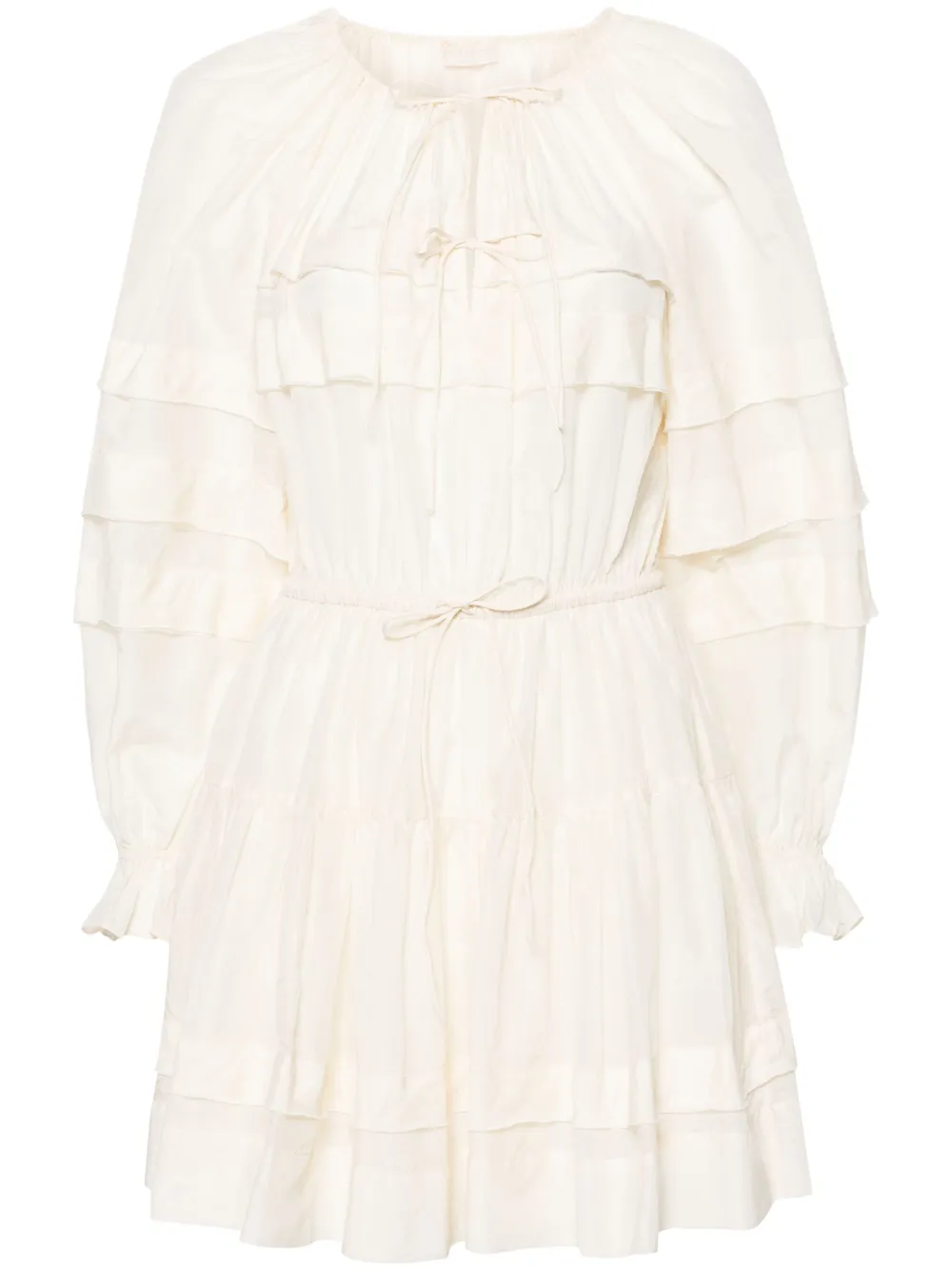 Shop Ulla Johnson Polly Semi-sheer Flared Minidress In Neutrals