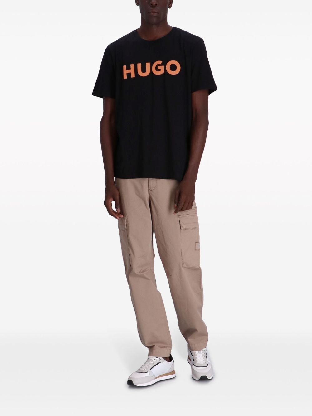 HUGO T-shirt met logoprint - Zwart