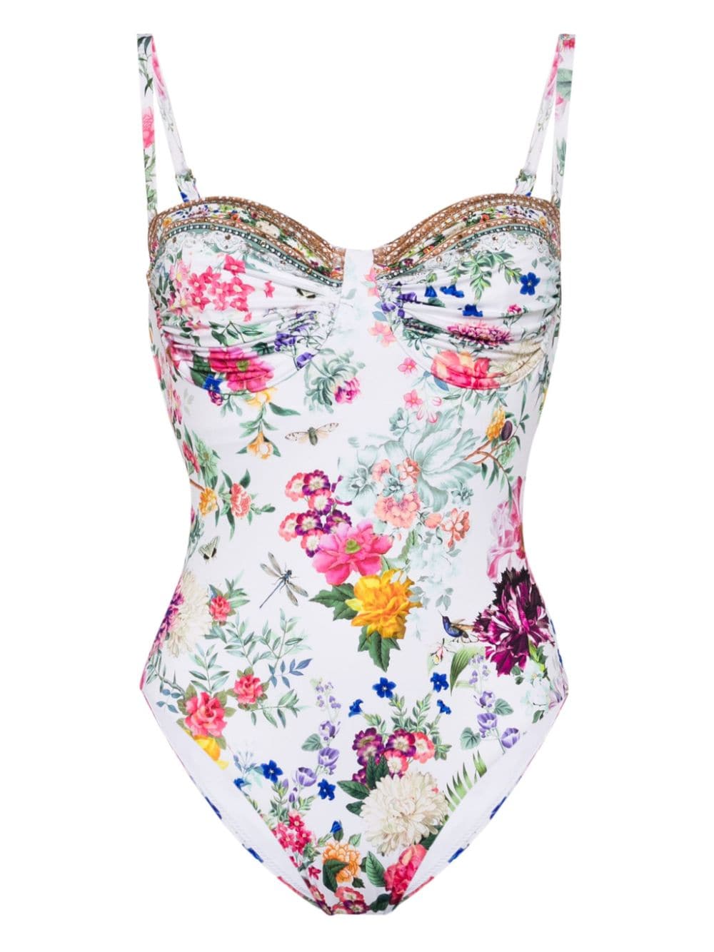 Camilla floral-print swimsuit Wit
