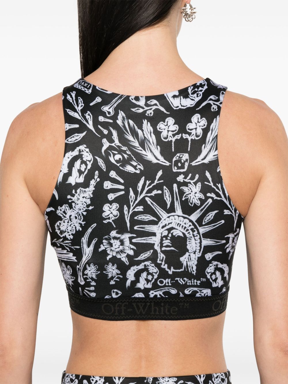 Shop Off-white Tattoo-print Performance Top In Black