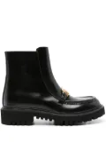 Valentino Garavani VLogo leather flat boots - Black