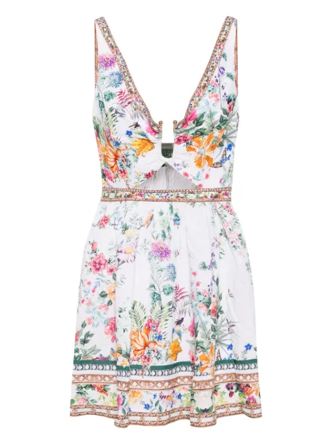 Camilla vestido corto con aberturas florales