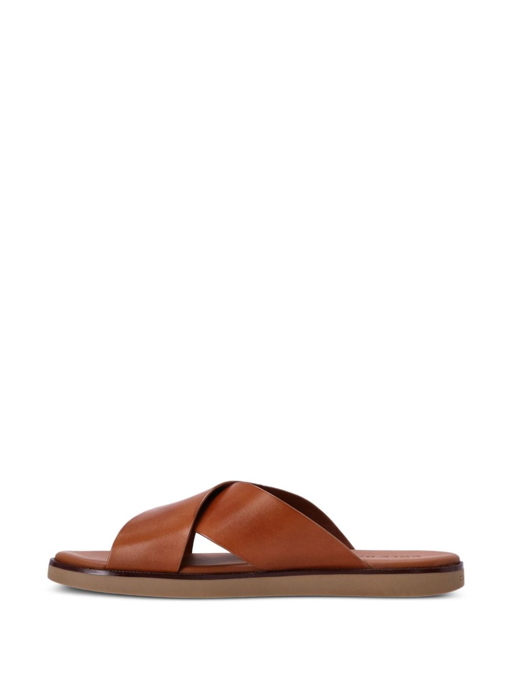 Shop Cole Haan Crossover-strap Leather Slides In Braun