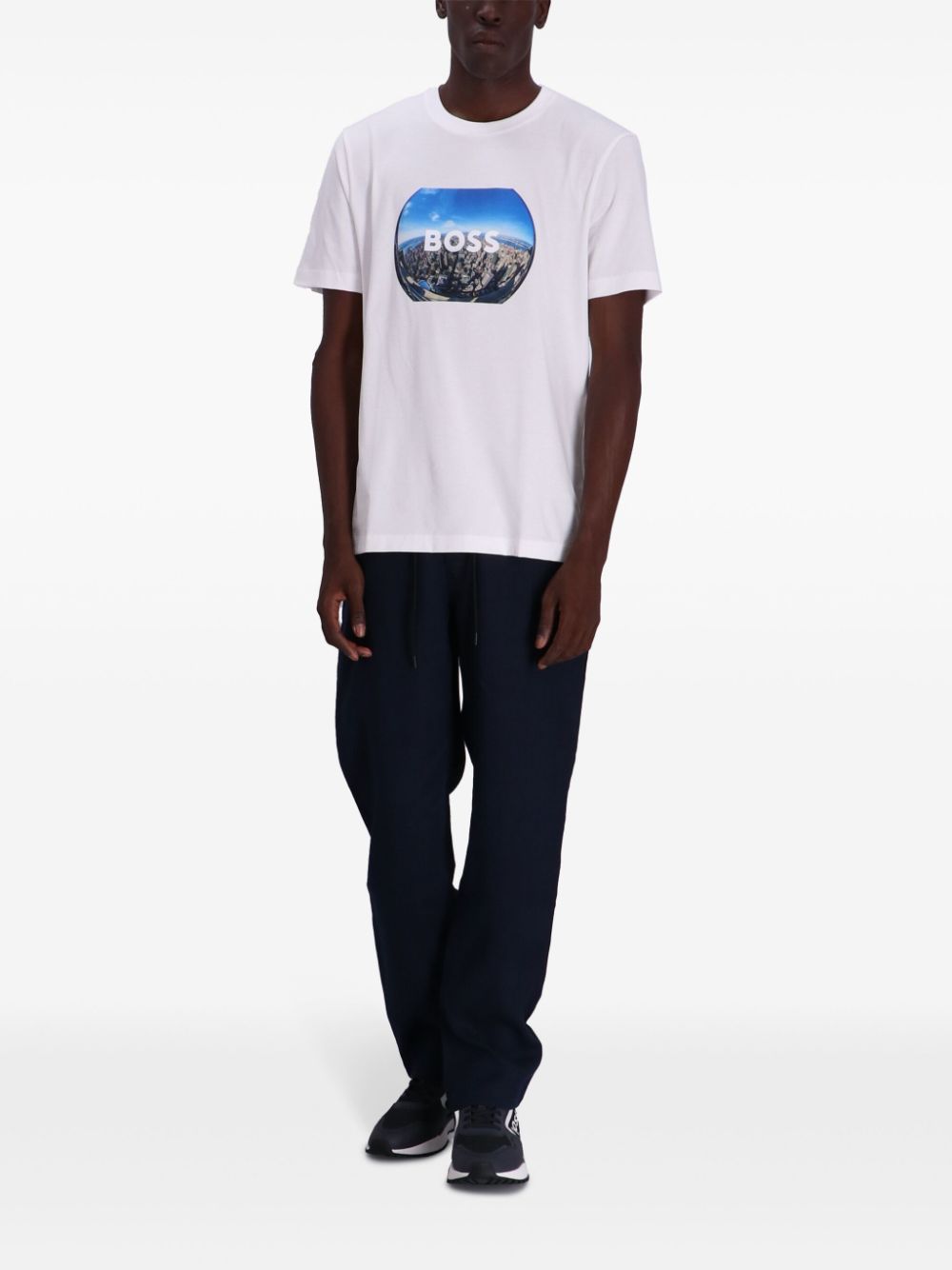 BOSS graphic-print cotton T-shirt - Wit