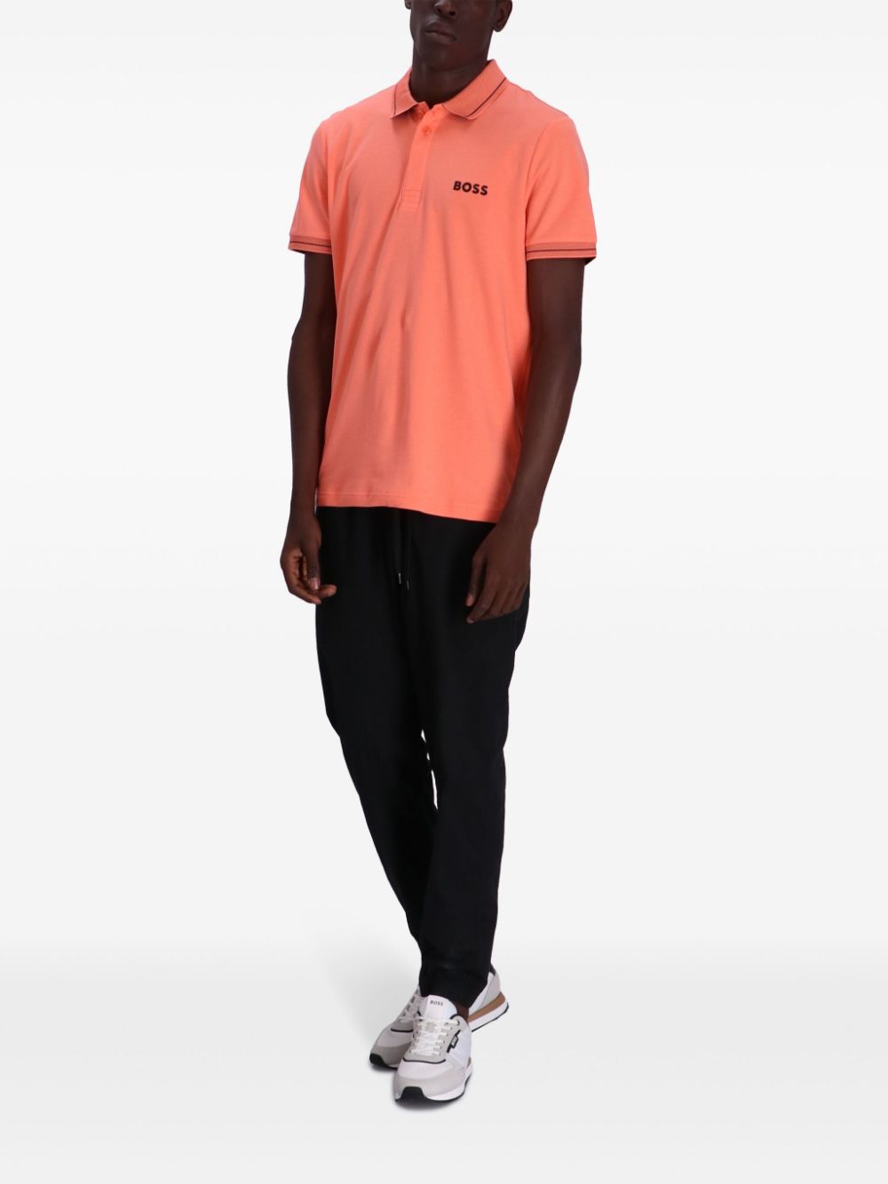 Shop Hugo Boss Paule 1 Cotton Polo Shirt In Orange