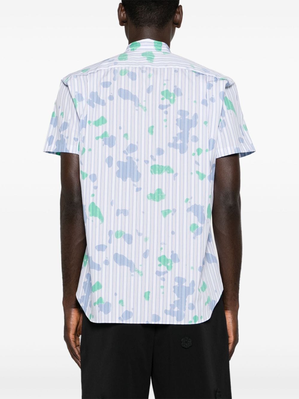 Shop Comme Des Garçons Shirt Halo-stripe Cotton Shirt In Blue