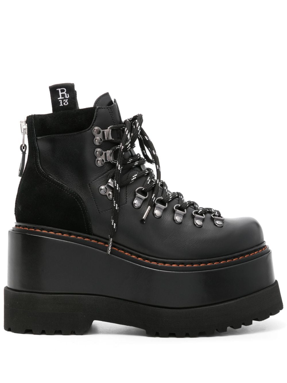 Shop R13 Trailblazer Leather Platform Boots In Schwarz