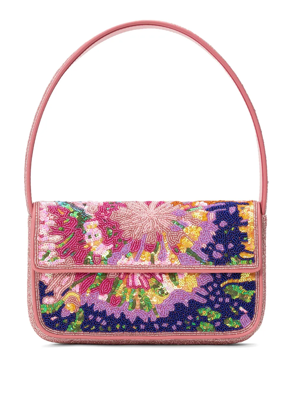 STAUD Tommy beaded shoulder bag Roze