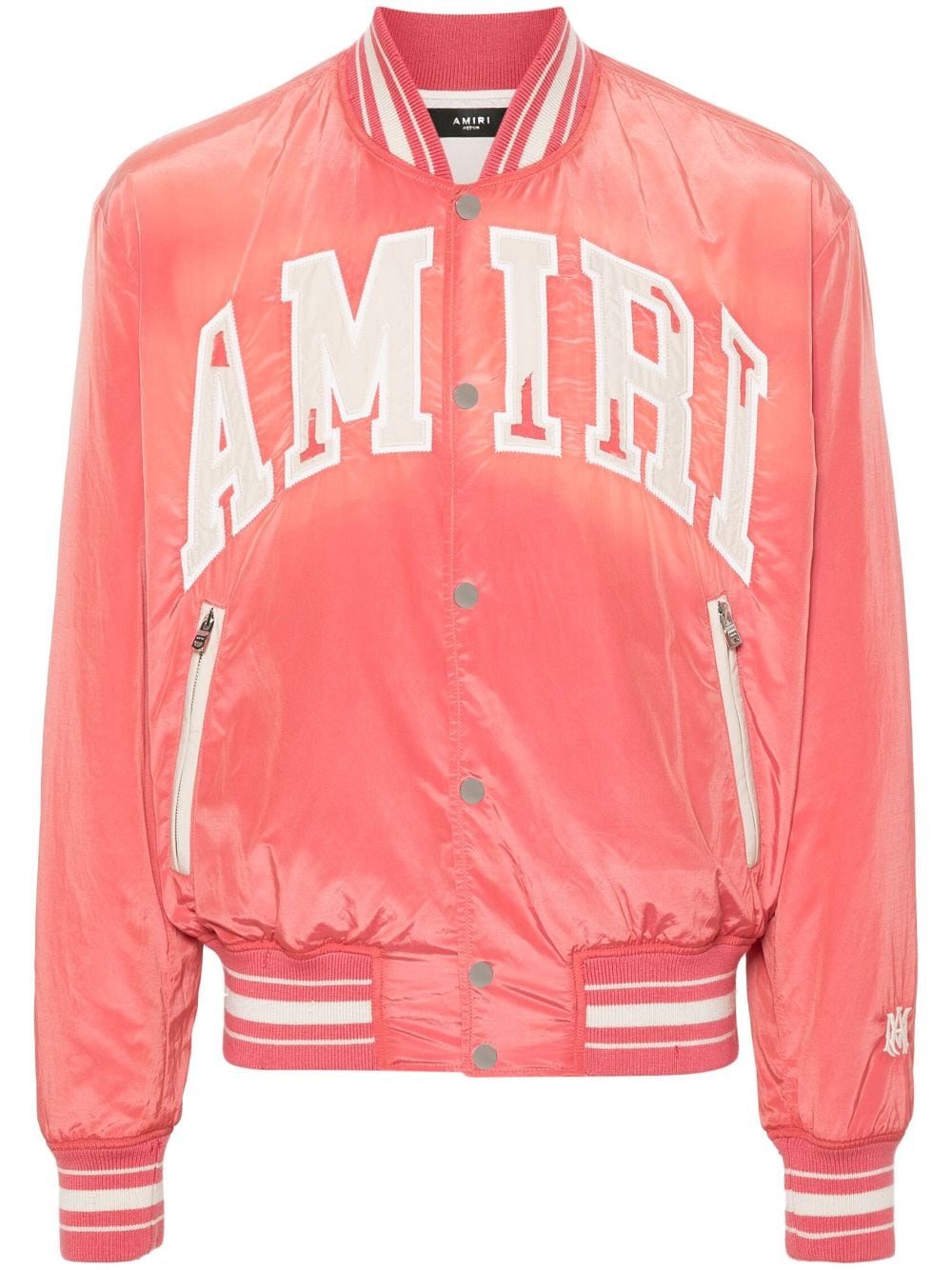 Shop Amiri Sun Faded Logo-patches Bomber Jacket In Orange