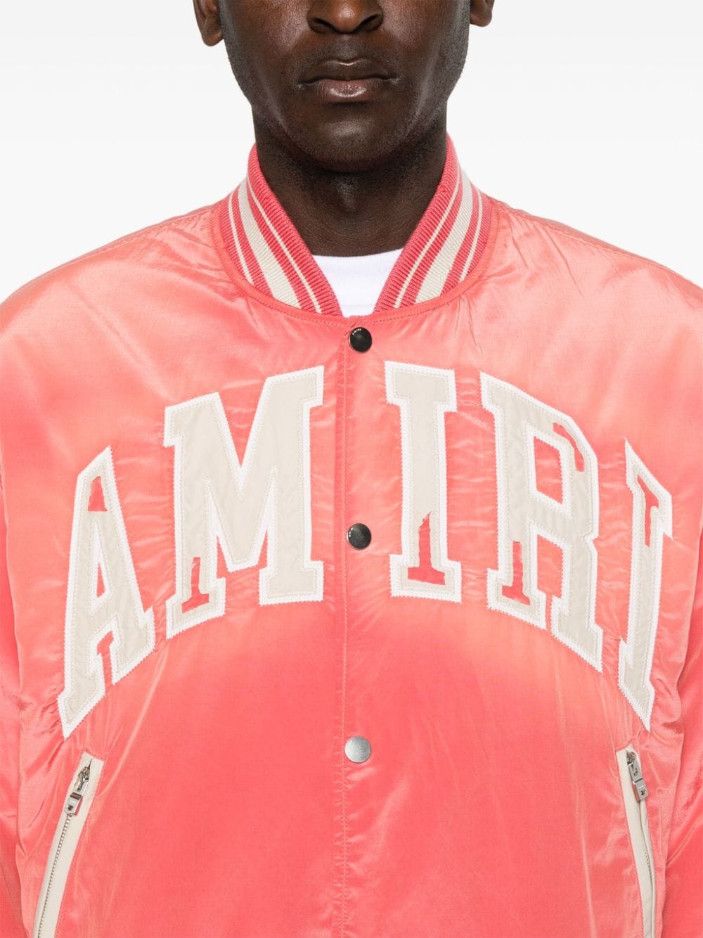 Shop Amiri Sun Faded Logo-patches Bomber Jacket In Orange