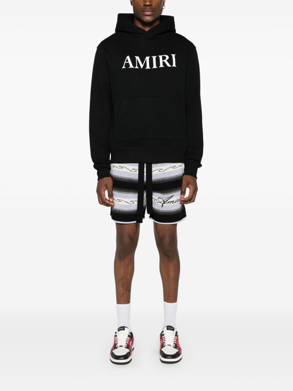 Shop Amiri Logo-lettering Cotton Hoodie In Black