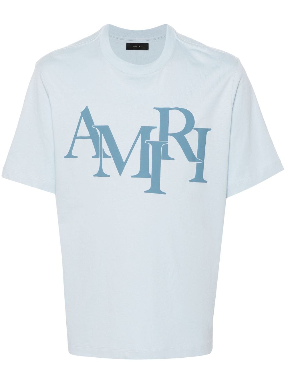 AMIRI Staggered logo-print cotton T-shirt Blauw