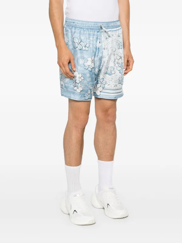 AMIRI Bandana Floral Silk Shorts | Blue | FARFETCH