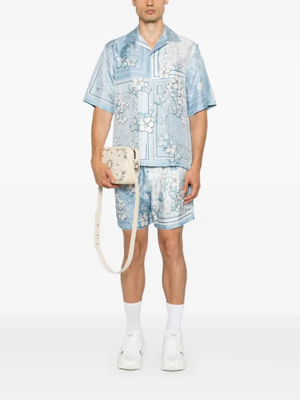 Ｌサイズ　FLOWER AMIRI BERMUDA CROCKERY AMIRI Bandana Floral Silk Shorts | Black | FARFETCH