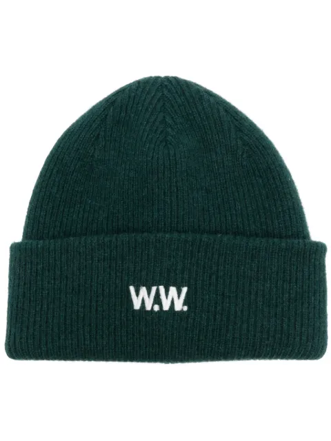 Wood Wood gorro de canalé con logo bordado