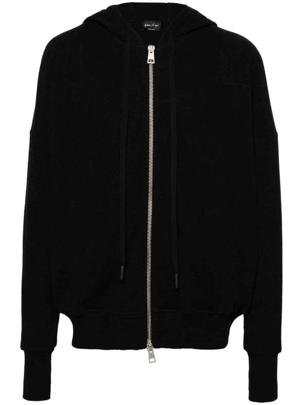 Shop Andrea Ya'aqov Mesh Cotton Hoodie In 黑色