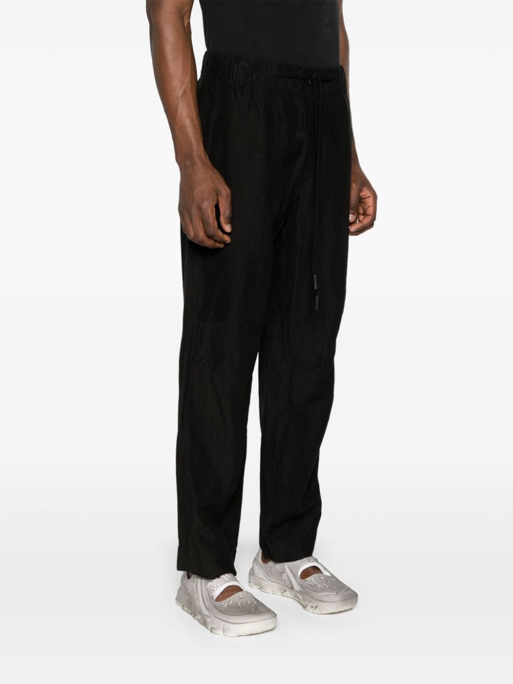 Shop Andrea Ya'aqov Linen Cropped Trousers In Black