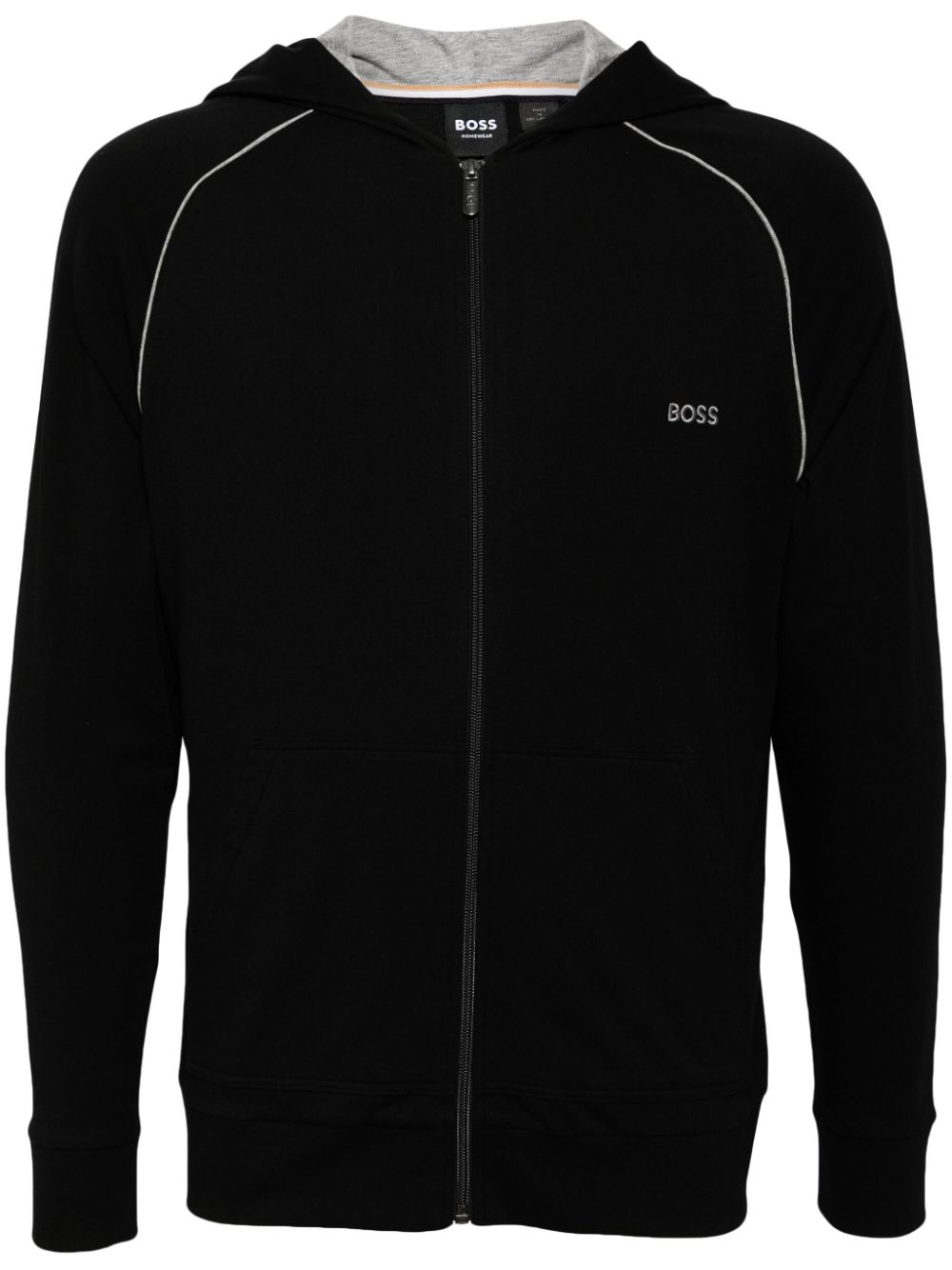 BOSS logo-embroidered track jacket Zwart