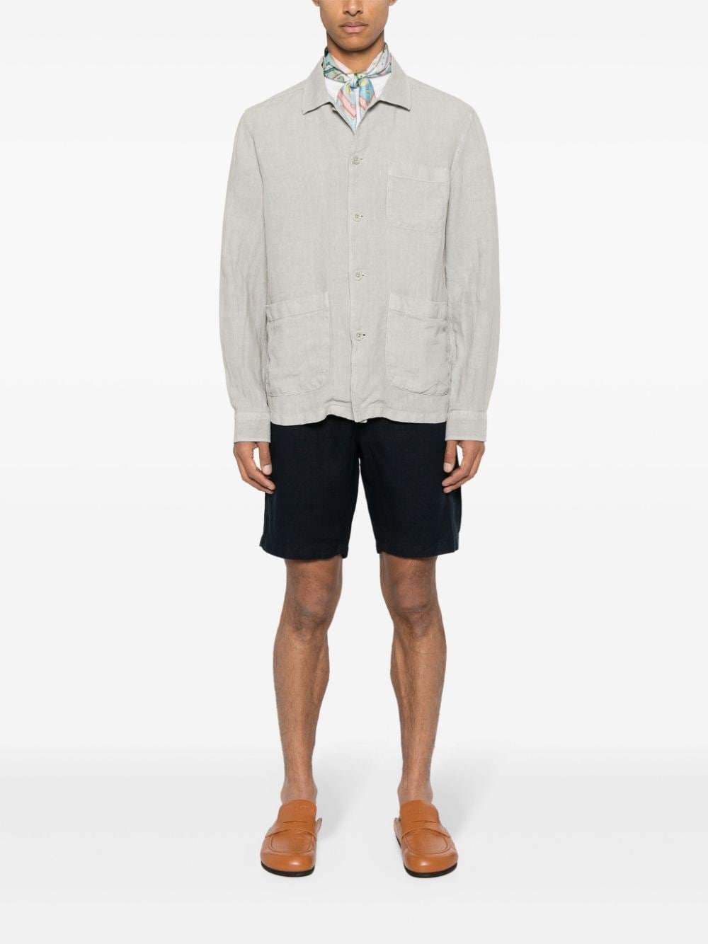 NN07 Robbie 1235 linen shirt - Grijs