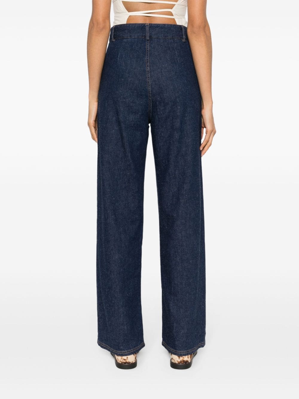 Shop Baserange High-waisted Straight-leg Jeans In Blue