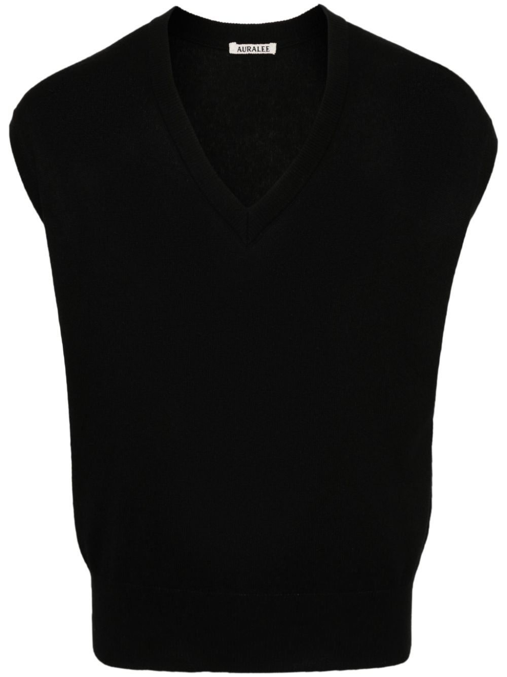 Shop Auralee V-neck Straight-hem Vest In Black