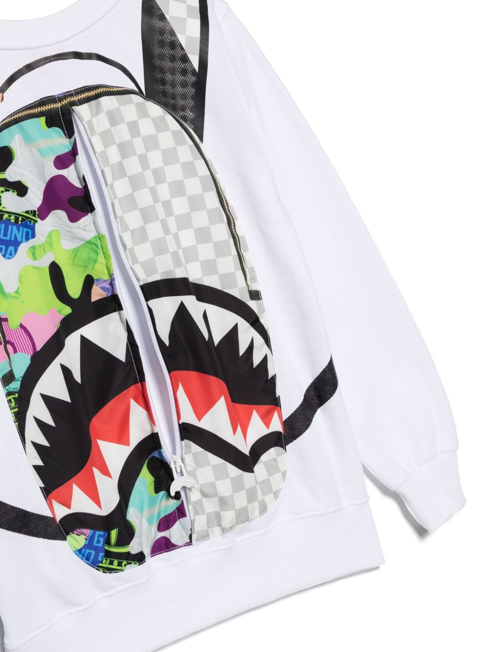 Shop Sprayground Kid Abstract-print Jacket With Sweatshirt In White