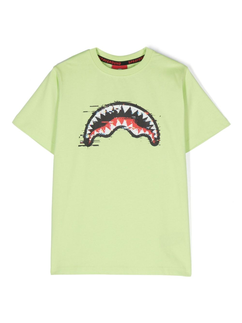 Sprayground Kid Kids' Pixelated-print Cotton T-shirt In Green