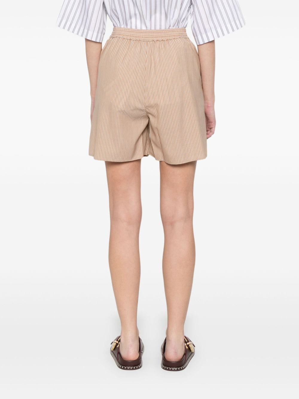 Shop Auralee Striped Wool Shorts In Neutrals