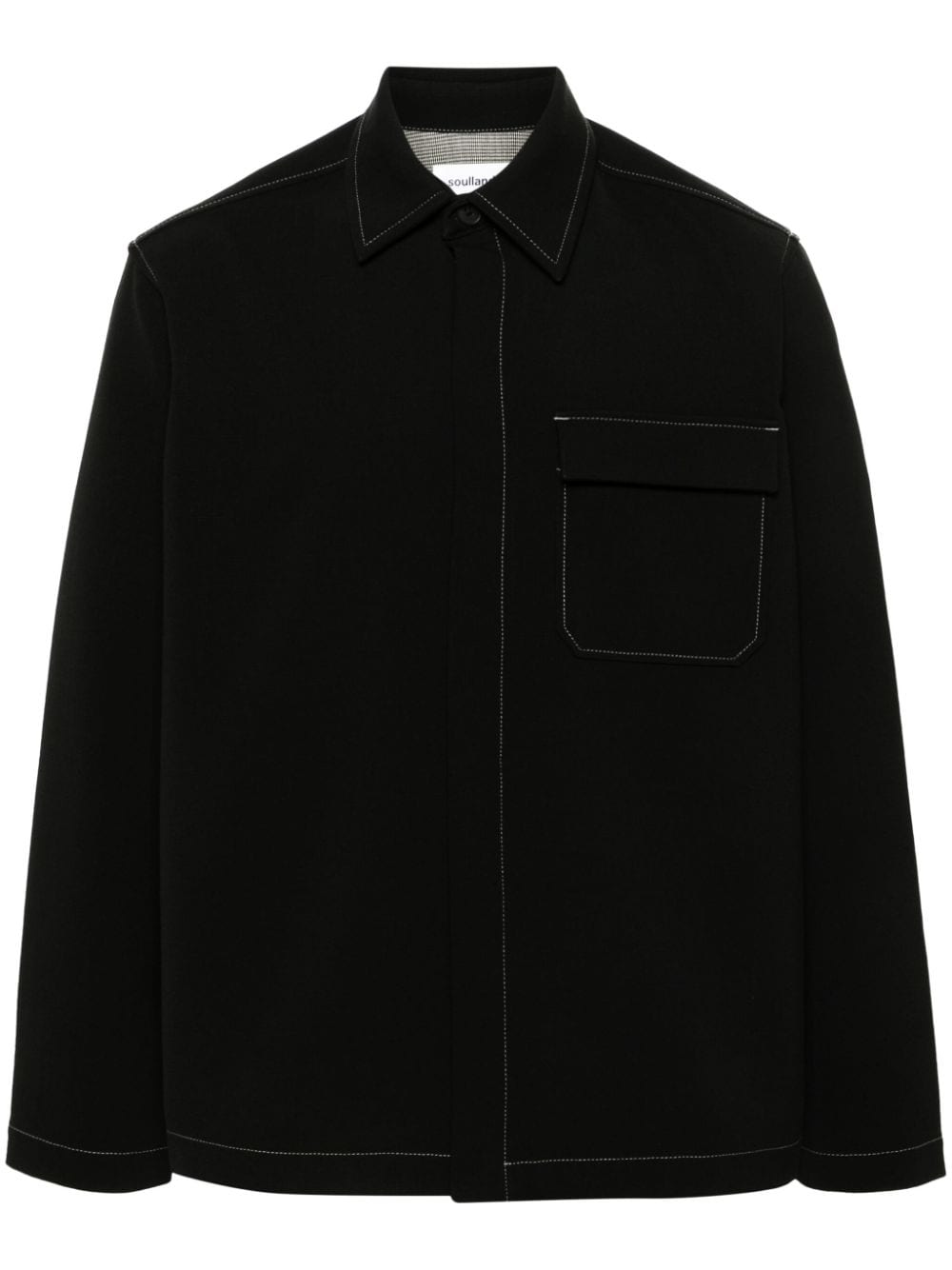 Soulland Rory Grain De Poudre Shirt In Black