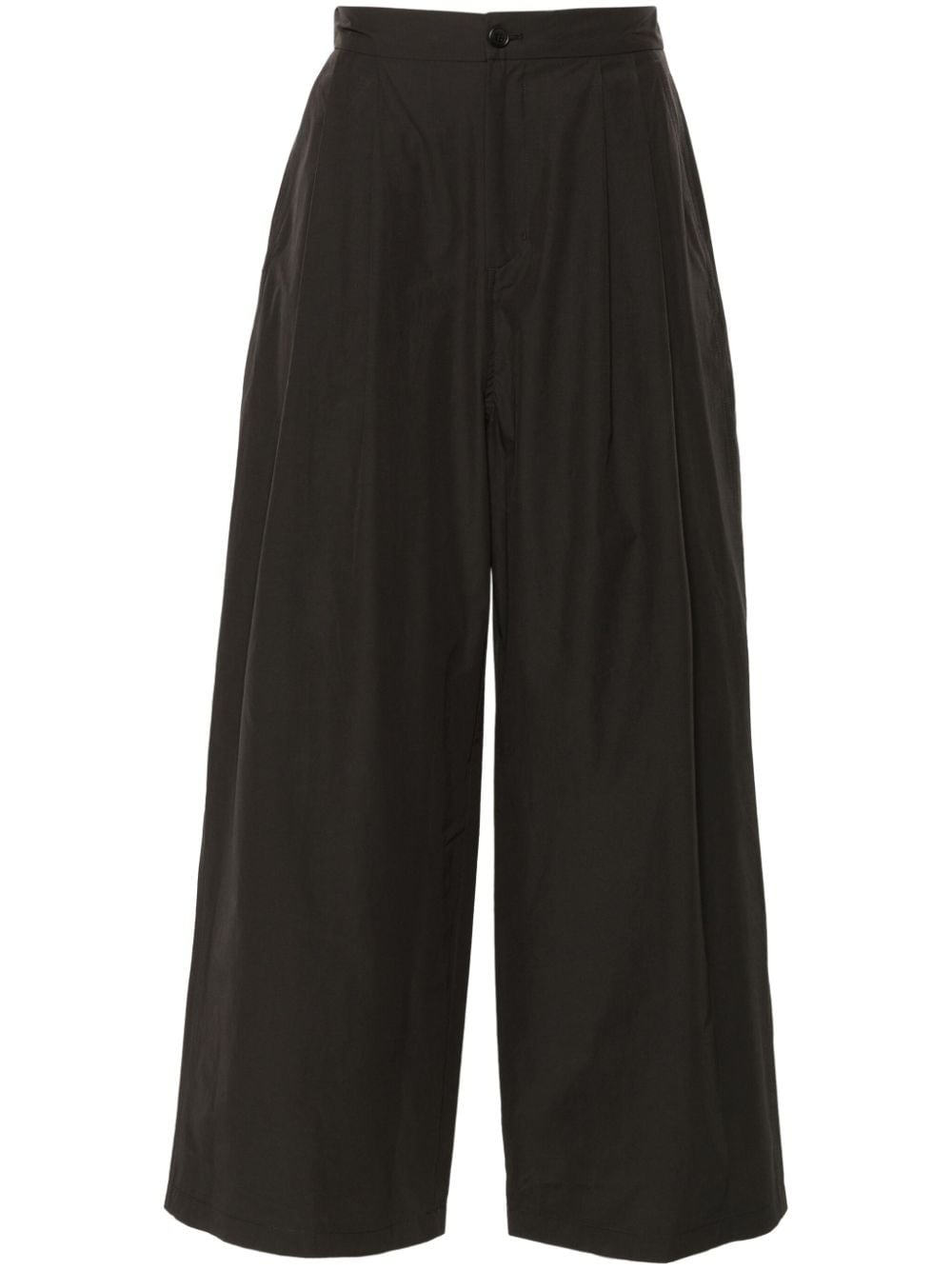 Amomento Pleated Wide-leg Trousers In Brown