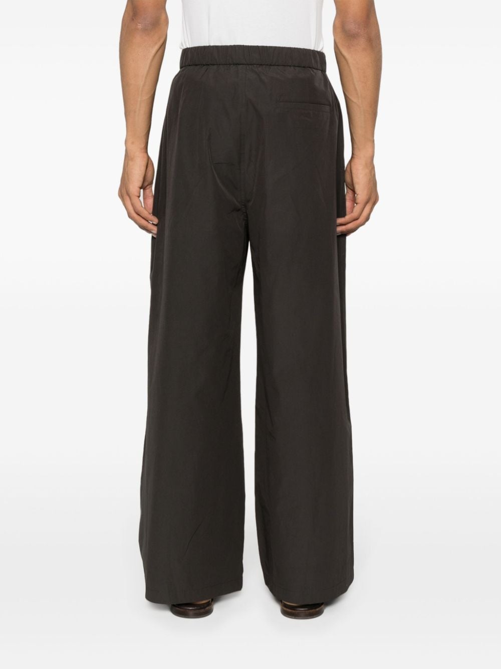 Shop Amomento Pleated Wide-leg Trousers In Brown