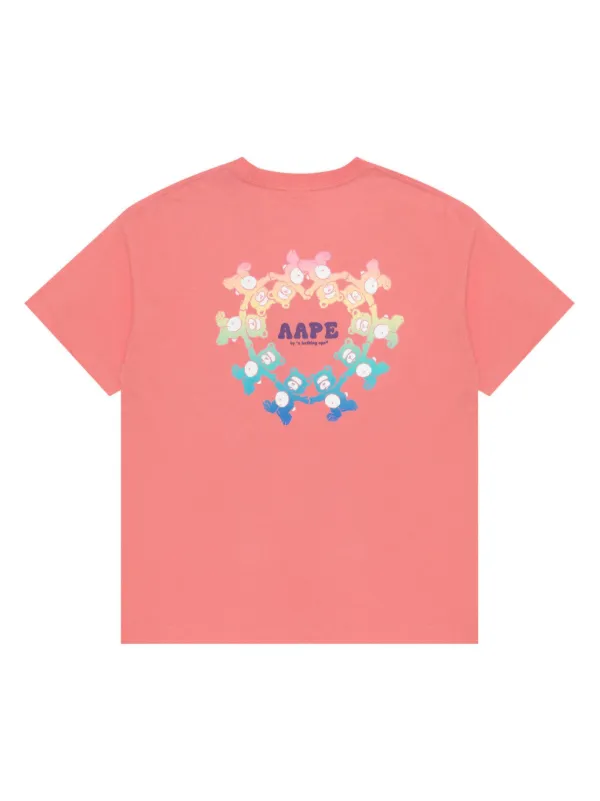 【AAPE by A BATHING APE】サークル ロゴ コットン Tシャツ ♪ AAPE BY *A BATHING APE® logo-print Cotton T-shirt | Pink