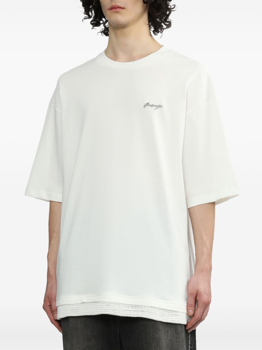 izzue Katoenen T-shirt met logoplakkaat Wit