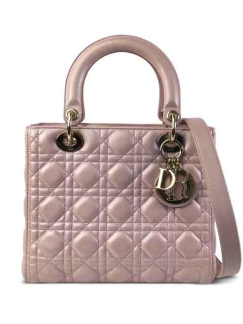 Christian Dior 2016 Medium Iridescent Lambskin Cannage Lady satchel Women